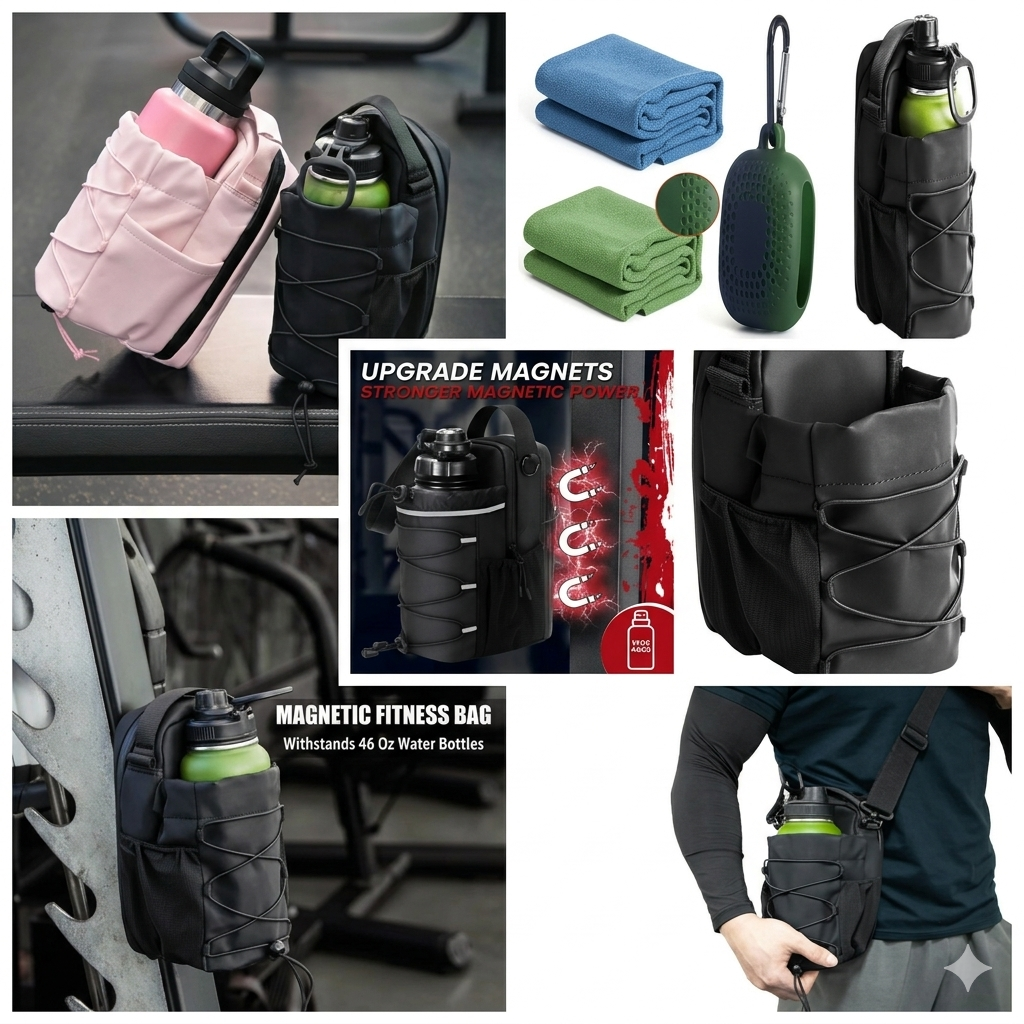 Magnetic Gym Bottle Holder Sling Bag – Portable Crossbody Water Bottle Carrier