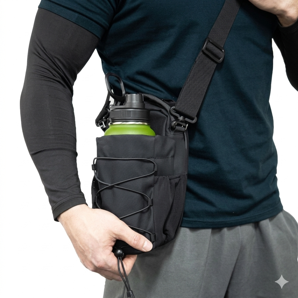 Magnetic Gym Bottle Holder Sling Bag – Portable Crossbody Water Bottle Carrier